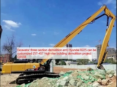 Excavator lengan pembongkaran tiga bagian Hyundai R225 dapat disesuaikan 25T-45T proyek pembongkaran bangunan tinggi Q355B