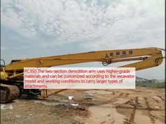 PC350 Lengan pembongkaran dua bagian menggunakan bahan berkualitas tinggi dan dapat disesuaikan sesuai dengan model excavator dan kondisi kerja untuk membawa jenis lampiran yang lebih besar.