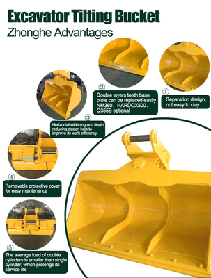 For Komatsu for Caterpillar Hitachi Excavator for Komatsu for Caterpillar Mini Excavator Hydraulic Mud Cleaning Tilt Bucket