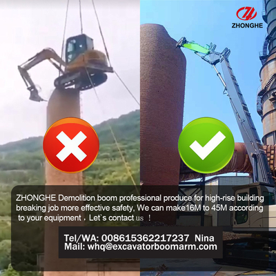 Mini Excavator Long Reach Demolition Boom Untuk ZX60 PC120 CAT316 excavator tinggi jangkauan penghancuran penghancuran excavator