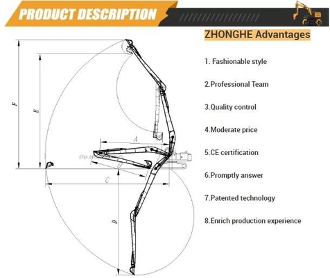 20 Ton Q355B Excavator Long Arm Q690D Excavator Long Boom dengan lengan dan silinder