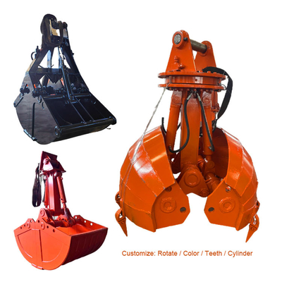 Kekuatan Tinggi Baja Excavator Clamshell Bucket Silinder Hidraulik Membuka Gigi Berputar Standar ISO9001