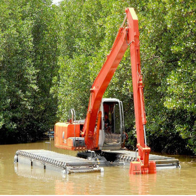 Yellow Long Reach Boom 14 Meter untuk Ekskavator Pembersihan Sungai