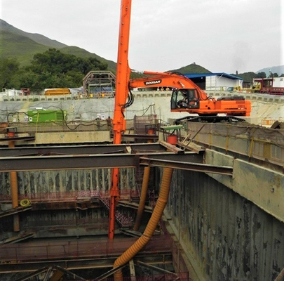 Excavator teleskopis yang sangat efektif boom jangka panjang boom excavator untuk menggali lebih dalam telescopic boom excavator clamshell