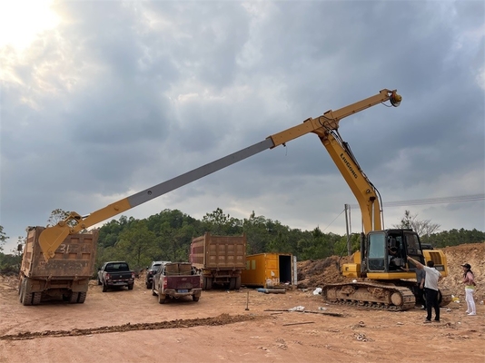 12m Telescopic Dipper Arm Excavator Boom Orange Kuning Biru Disesuaikan 0.2-1cbm Bucket Kapasitas