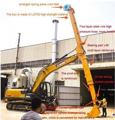 Tahan Lama 20T Excavator 14M Telescopic Boom Lengan Teleskopik Untuk ZX200 HITACHI