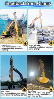 Antiwear 20-50ton Excavator Telescopic Boom Tiga Segmen 25m 30m 32m CAT SY PC ZX