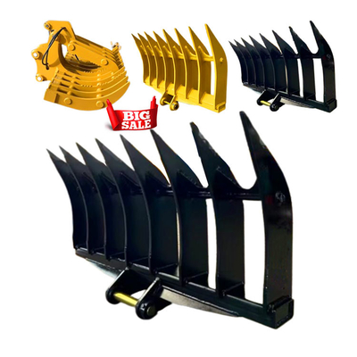 Q355B Scraper Excavator Rake Bucket, NM400 Brush Rake Untuk Excavator PC360 ZX300 CAT330