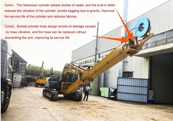 Tahan Lama 20T Excavator 14M Telescopic Boom Lengan Teleskopik Untuk ZX200 HITACHI Cat